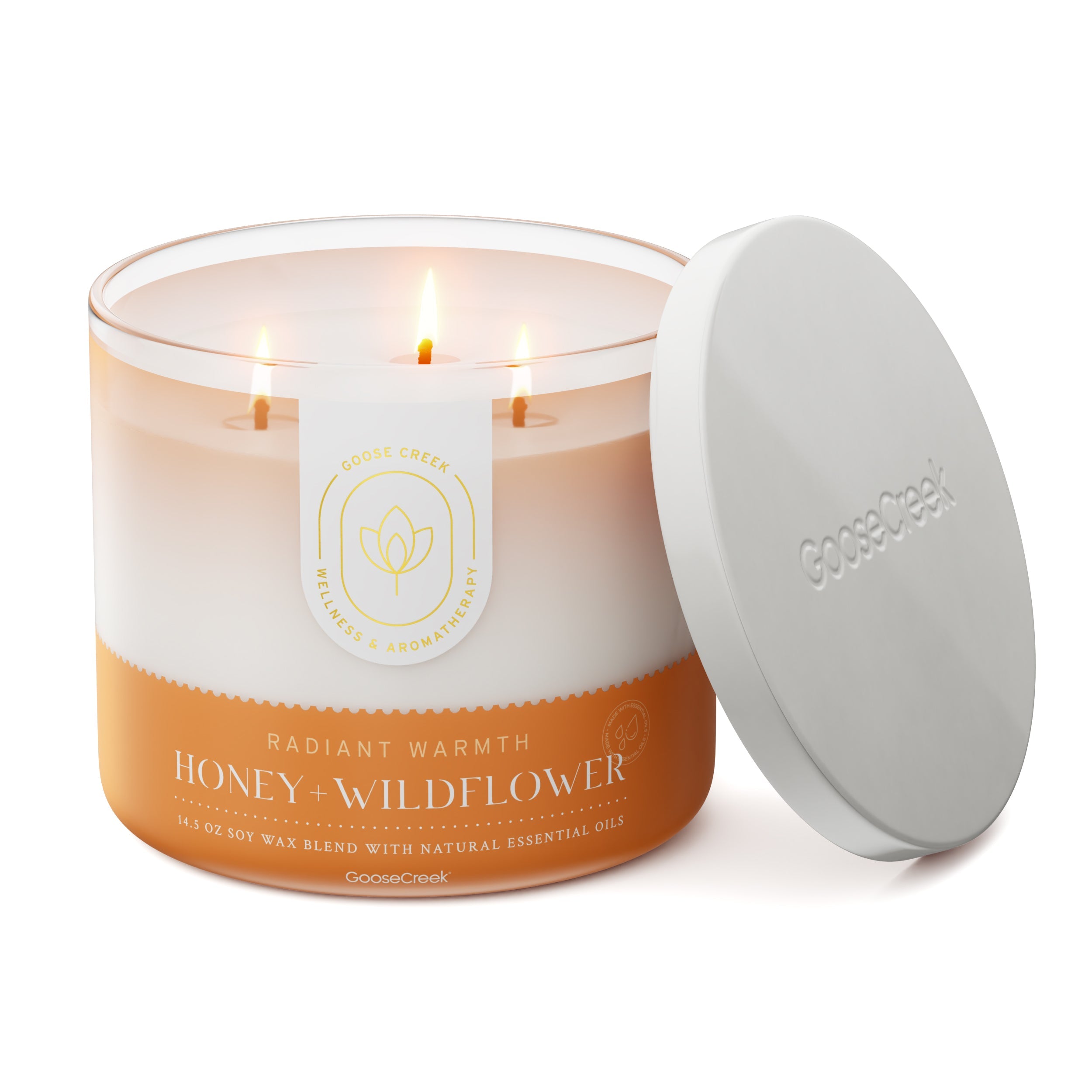 Honey & Wildflower Aromatherapy Large 3-Wick Candle - Image 3