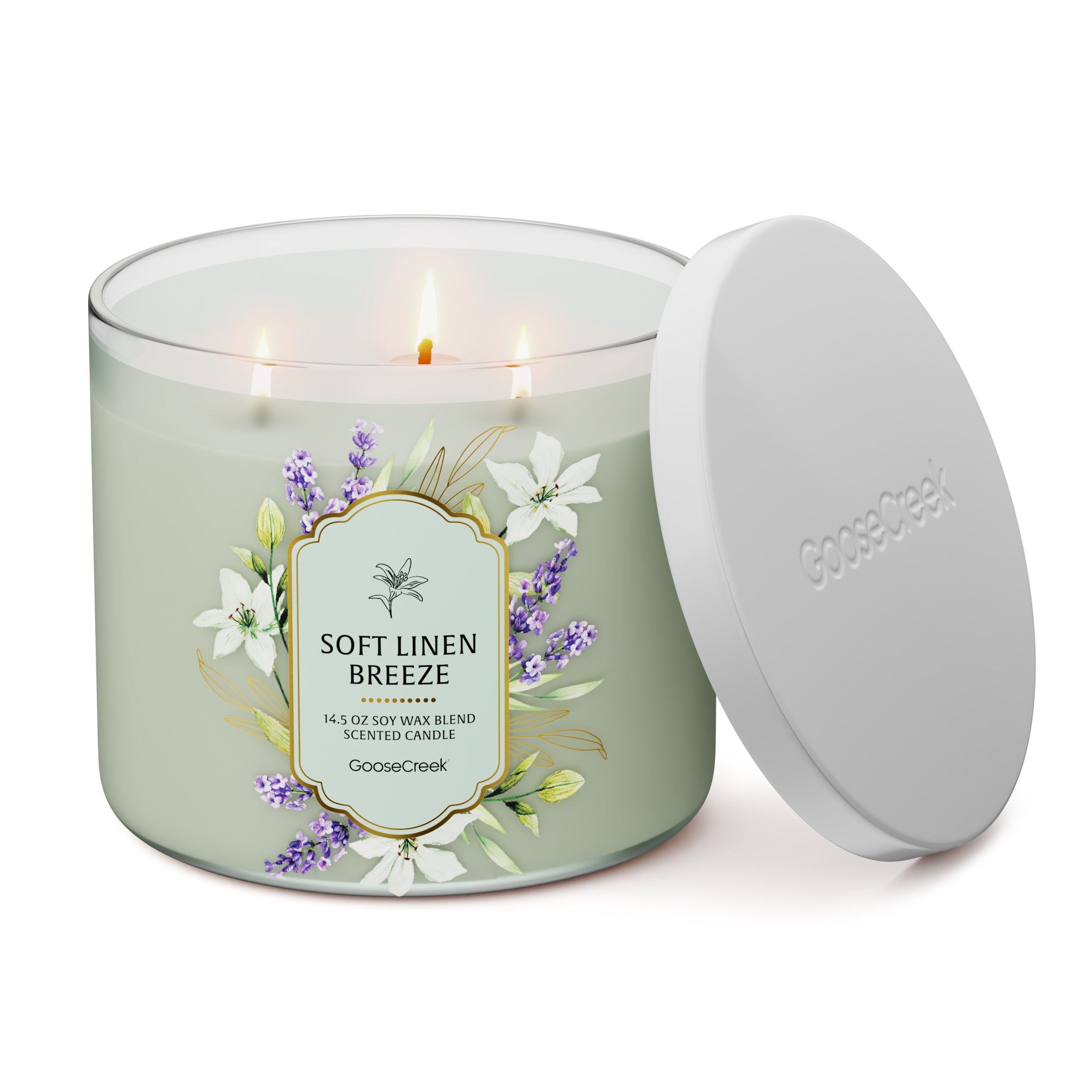 Soft Linen Breeze 3-Wick Candle - Image 3